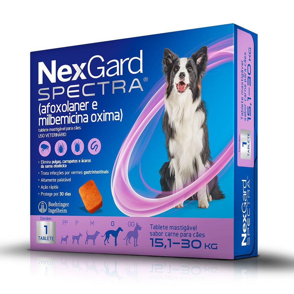 Antipulgas e Carrapatos Nexgard Spectra com 1 Tablete para Cães de 15,1 a 30kg