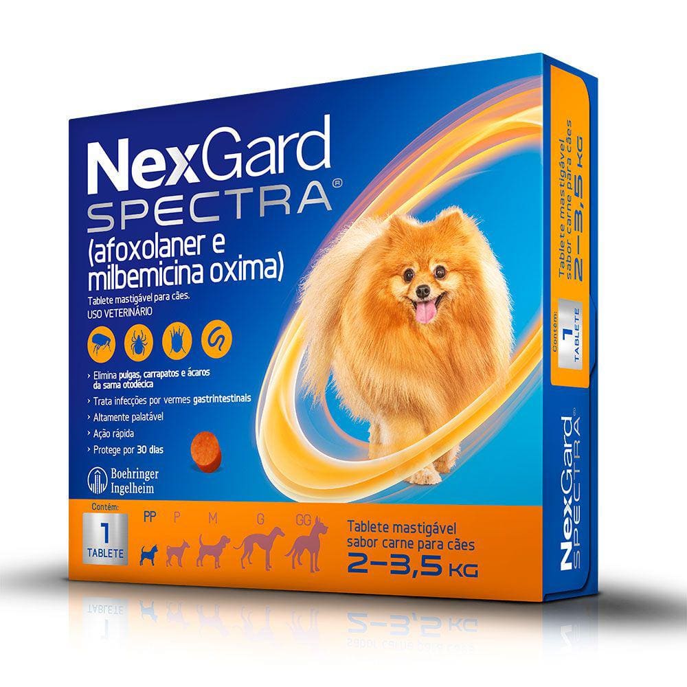 Antipulgas e Carrapatos Nexgard Spectra com 1 Tablete para Cães de 2 a 3,5kg