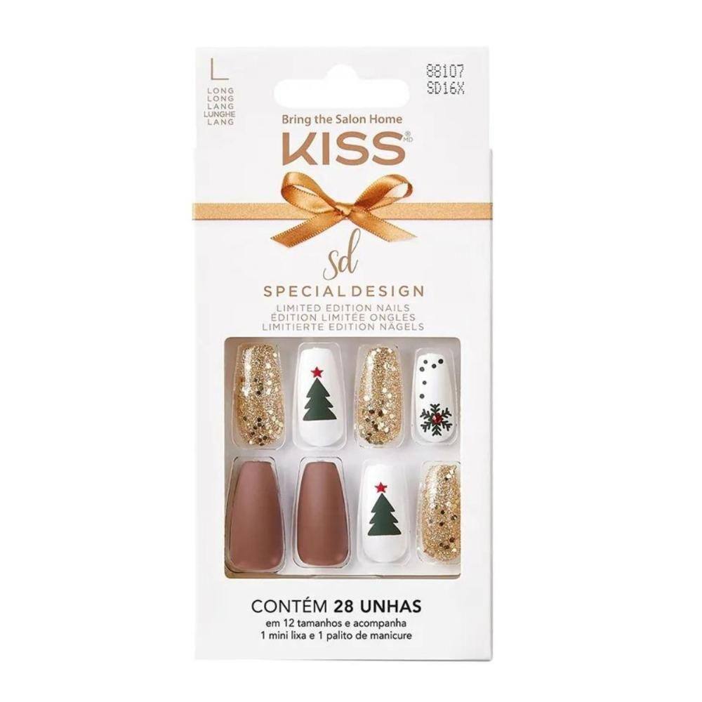Unhas Postiças Kiss Sd North Pole Long C/28un Sd16x
