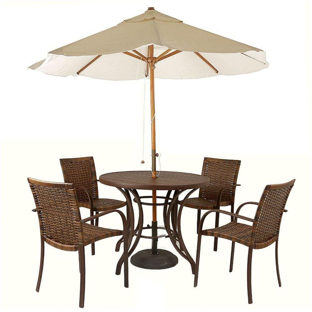 Combo 4 Cadeiras Fibra  Argila E Mesa  Marrom  Bege