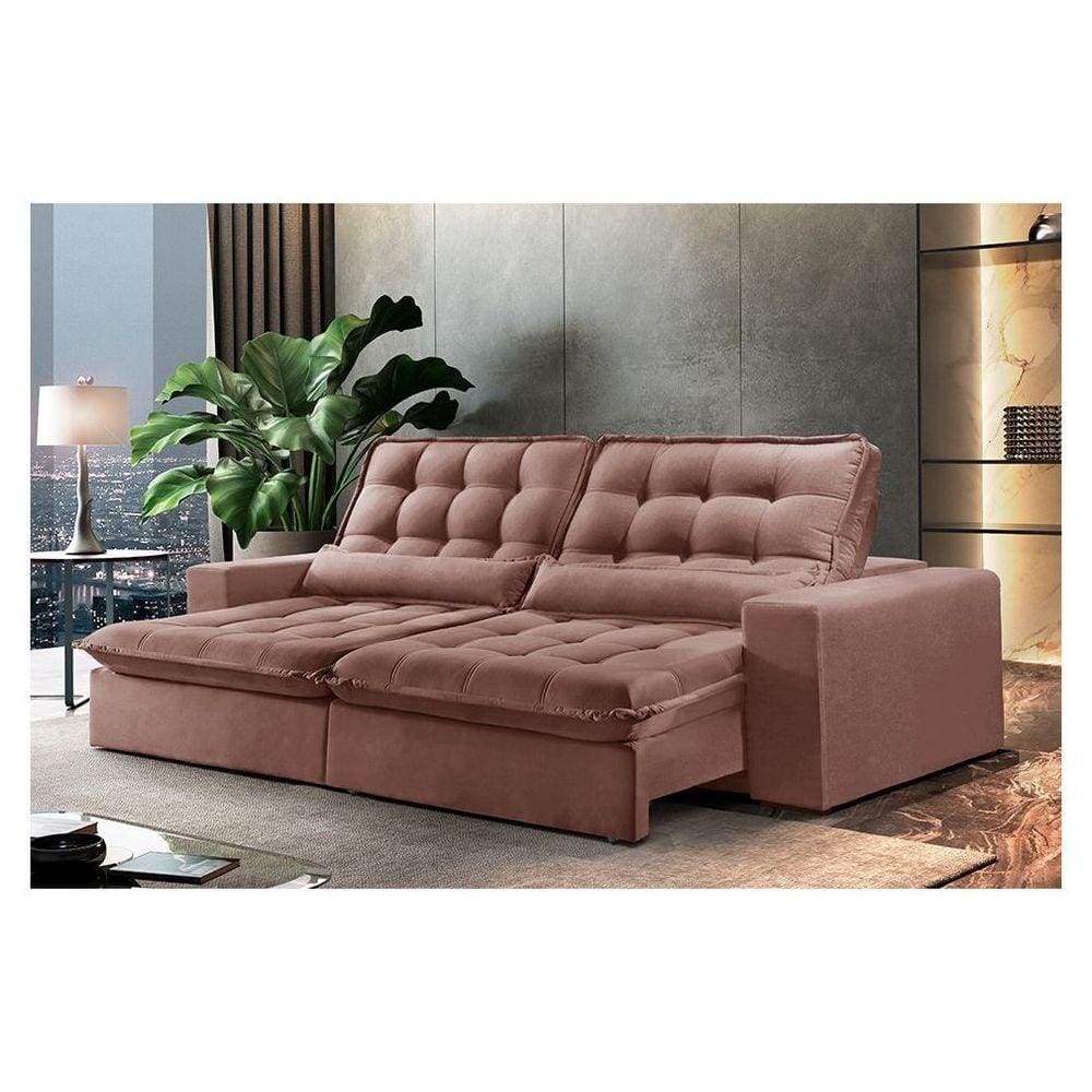 Sofá Orion 3 Lugares Retrátil Zara Rose