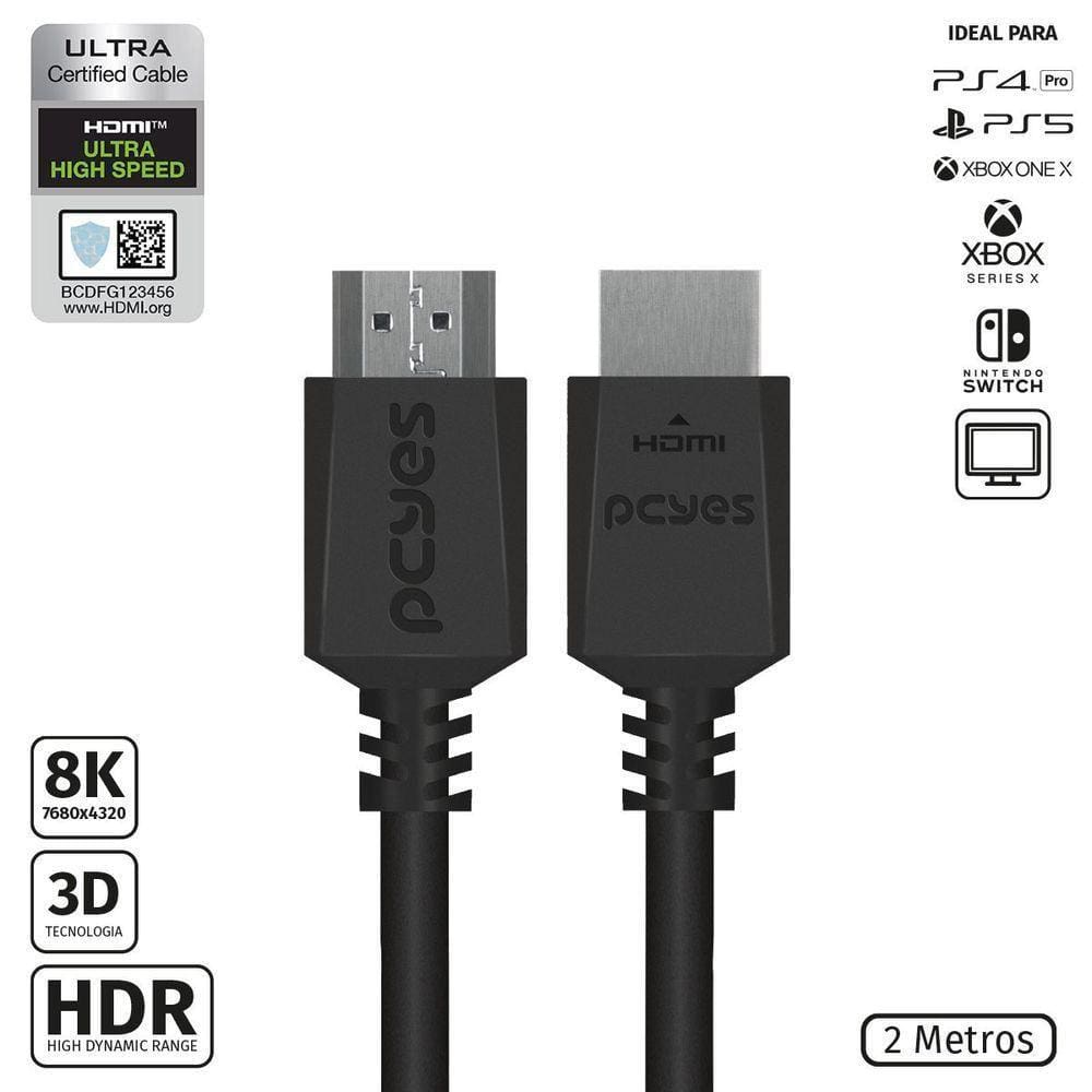 Cabo Hdmi Ultra 2.1 28Awg Puro Cobre 8K 60Hz 2 Metros - Phm8