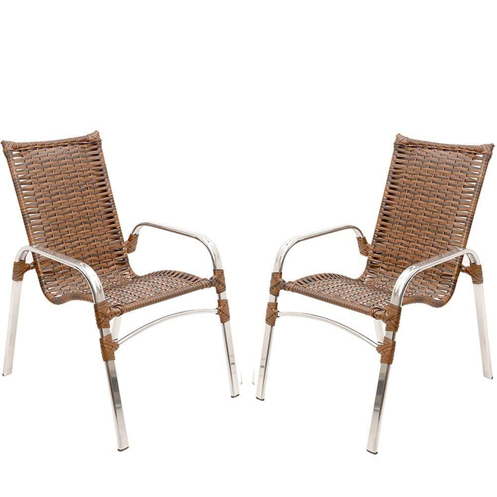 2 Cadeiras Emily Cor Argila, Estrutura Alumínio Polido, área Interna E Externa