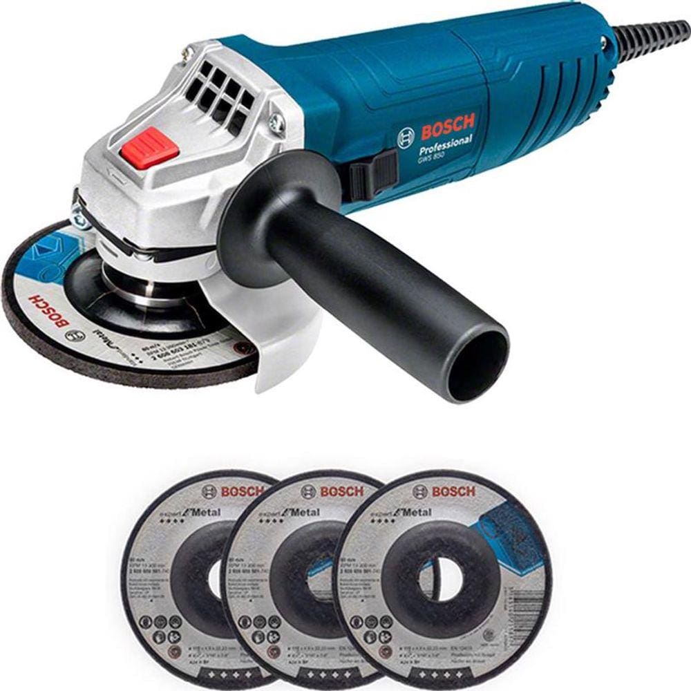Esmerilhadeira 4.1/2” GWS 850 Azul com 3 Discos 220v Bosch