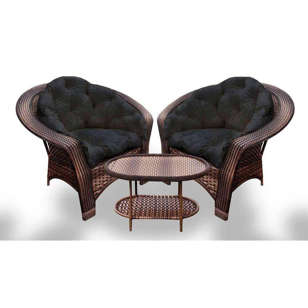 Conjunto De Poltronas 19 2 Poltronas + 1 Mesa Centro Preto