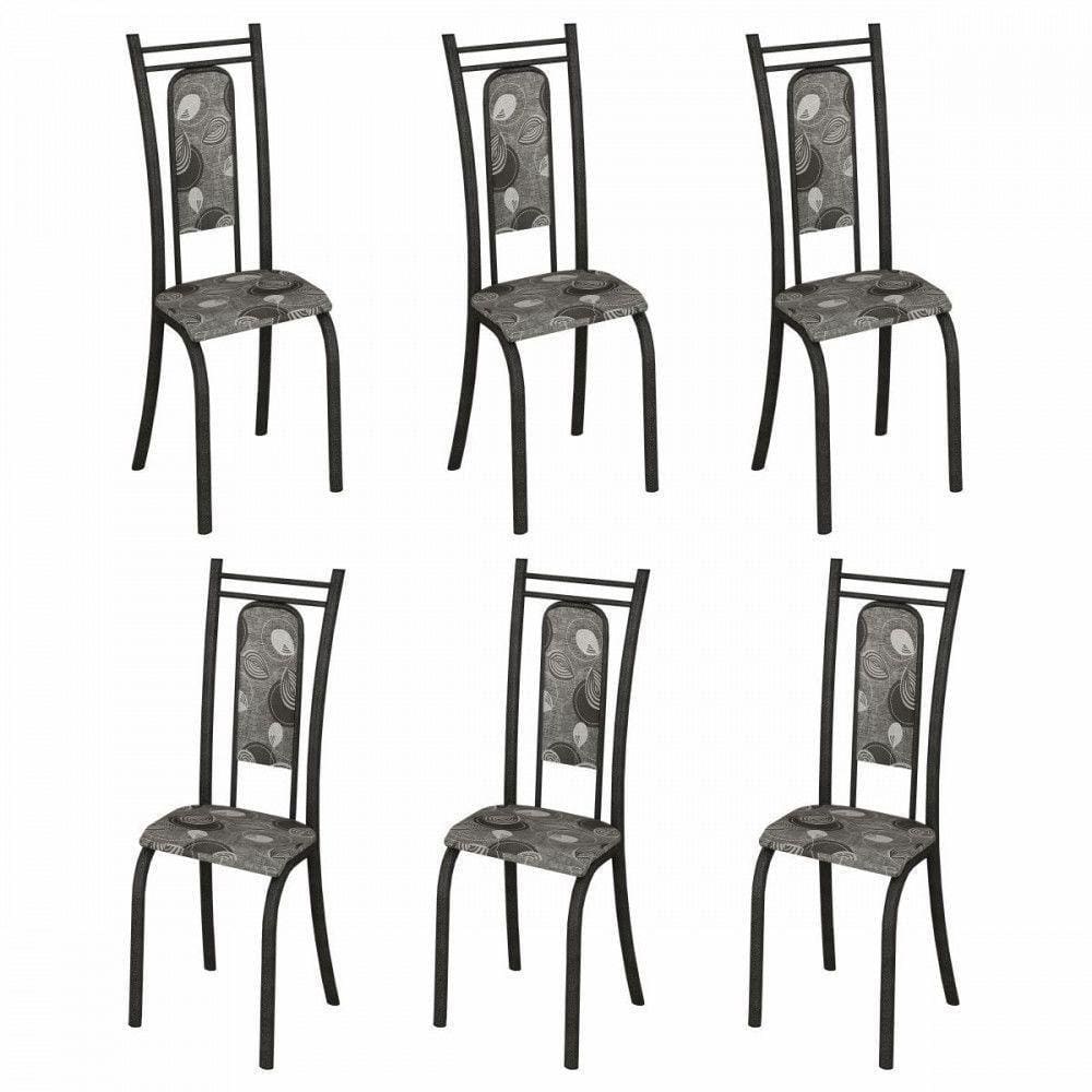 Conjunto Com 6 Cadeiras Paris Martelado Grafite Teixeira Grafite