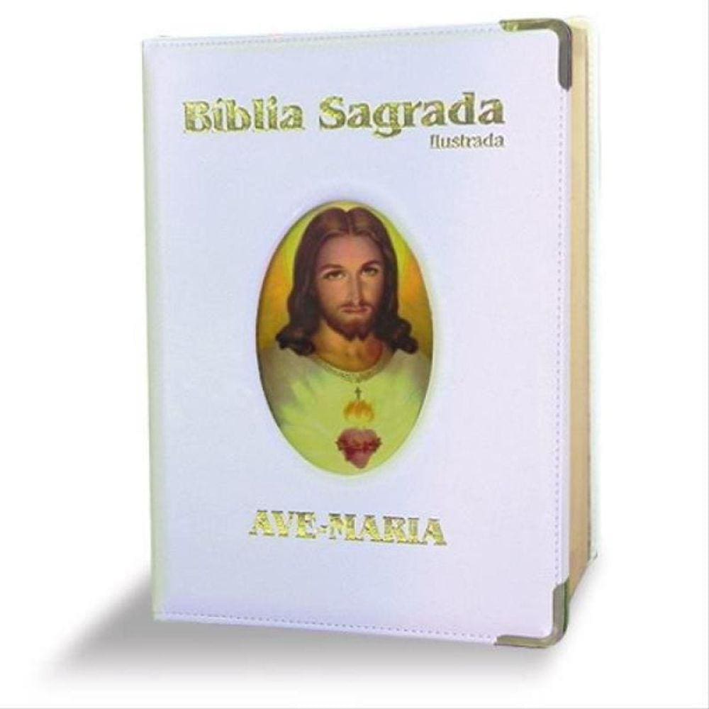 Biblia Sagrada Ave-Maria Luxo - Ilustrada - Branca