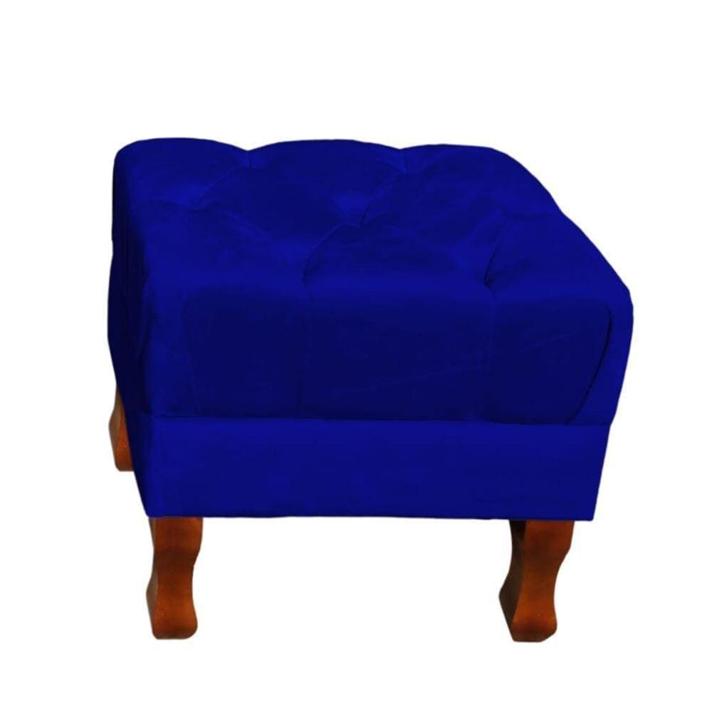 Puff Decorativo Retrô Luis Xv Quadrado Em Capitonê Suede