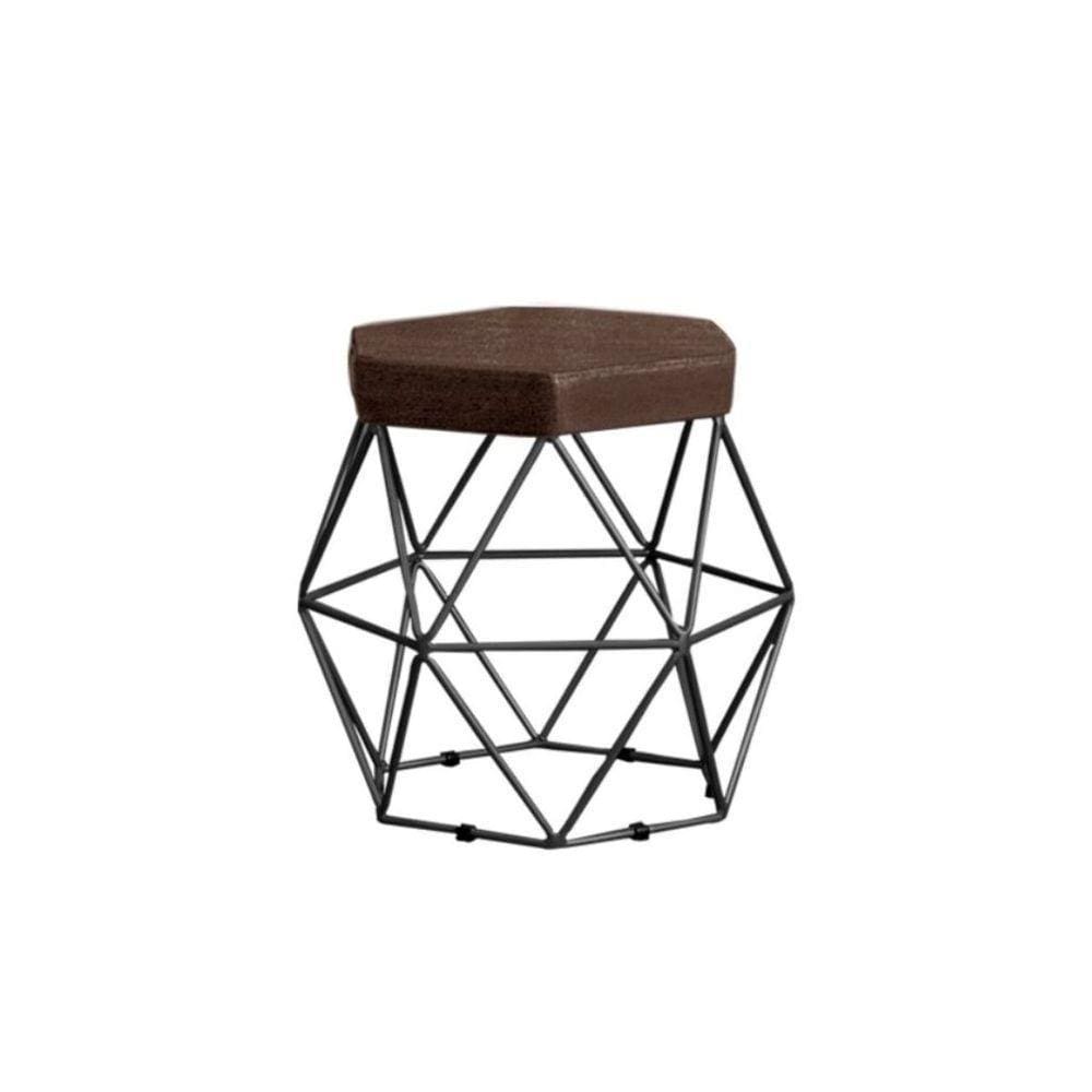 Puff Decorativo Onix Com Armação Preto Para Sala Em Linho