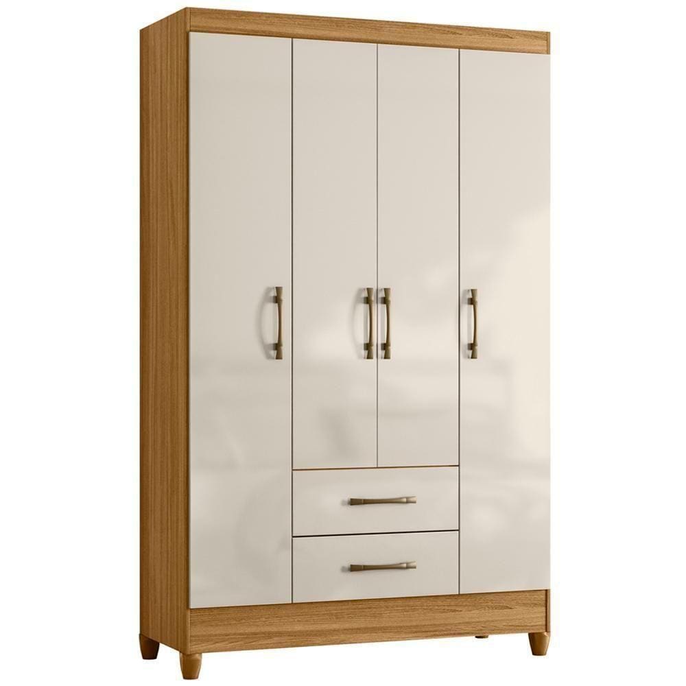 Guarda Roupa Solteiro 4 Portas 0410 Freijo Off White Moval Freijo Off White