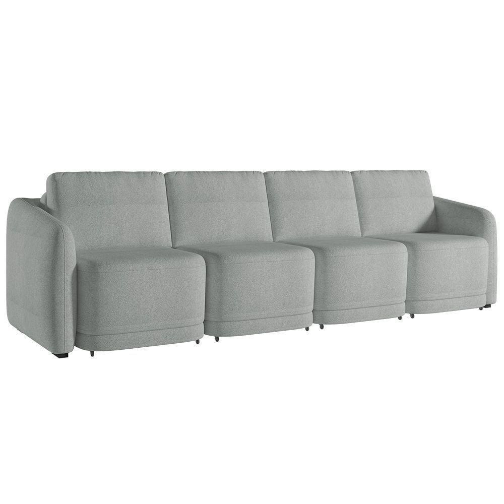 Sofá Cama Casal Para Sala 436cm Polska K04 Bouclê Cinza - Mpozenato
