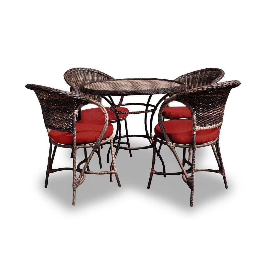 Conjunto De Mesa 4 Poltronas + 1 Mesa Vermelho