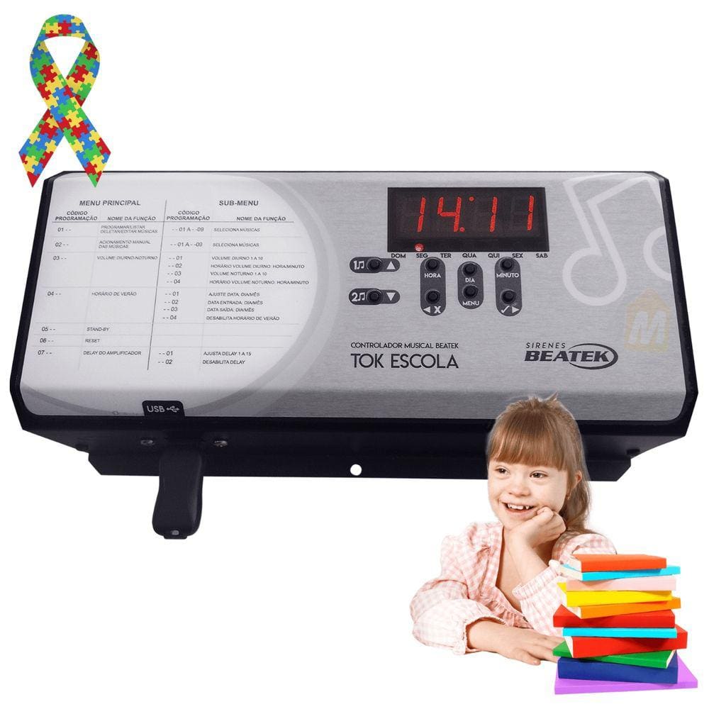 Sirene Musical Tok Escolar Beatek + Par De Cornetas