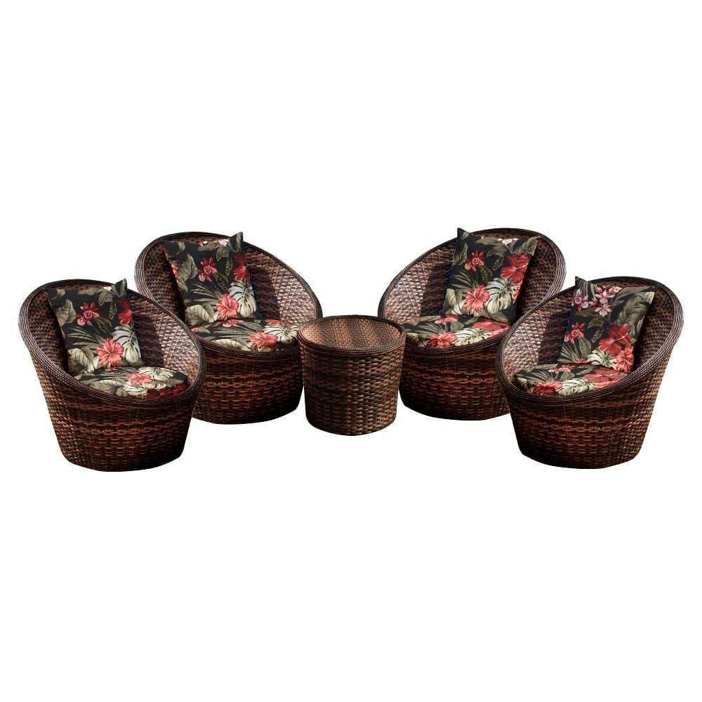 Conjunto De Poltronas Bola 4 Poltronas + 1 Mesa Centro Preto
