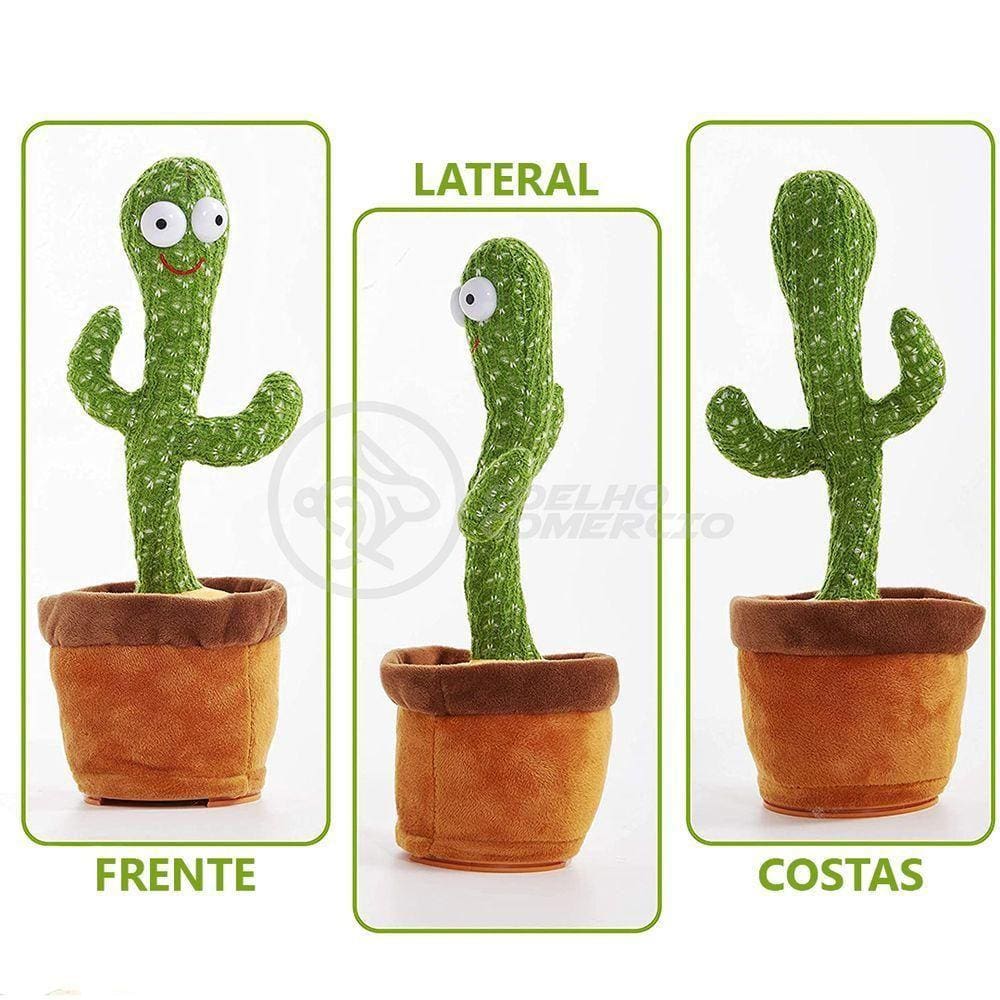 Brinquedo Infantil Cacto Dançante Pelúcia 120 Músicas Usb