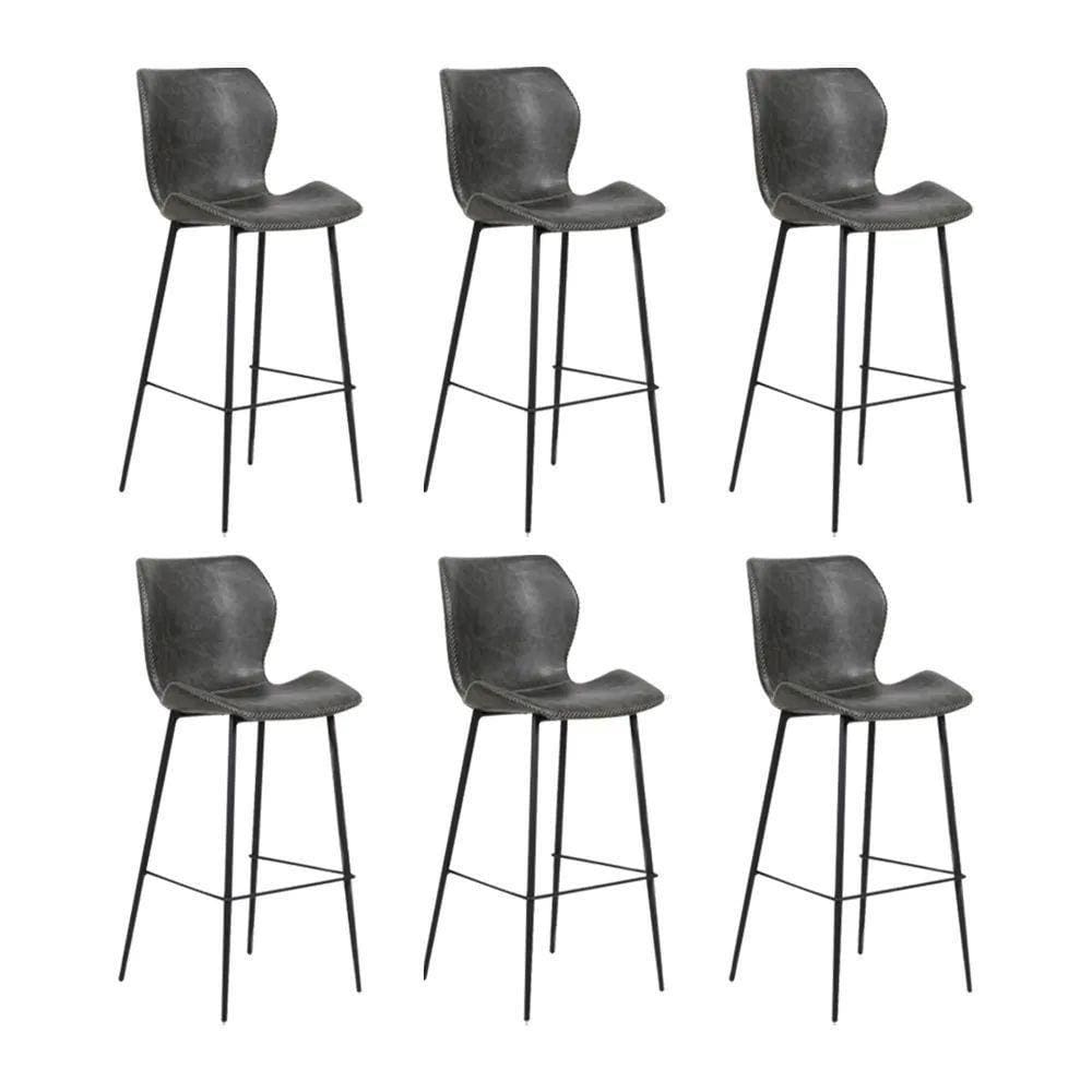 Kit 6 Banquetas Alta Com Encosto Para Bancada Cozinha Penha R02 Pu Cinza Chumbo - Mpozenato