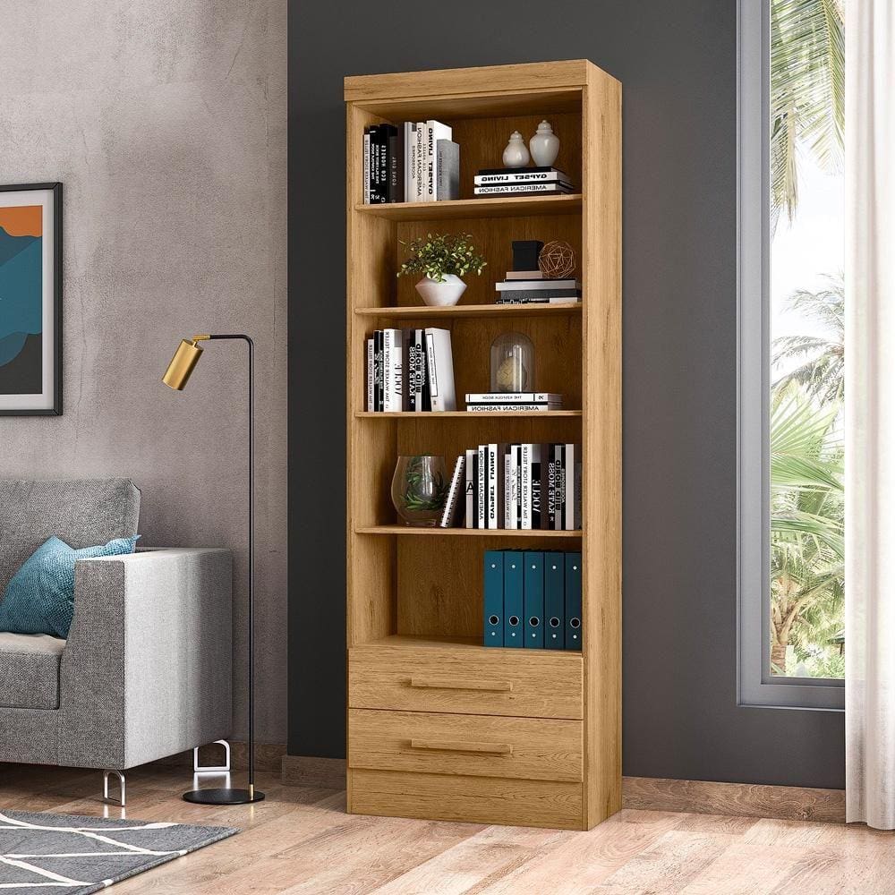 Estante Livreiro c/ 02 Gavetas 3420 Qmovi Freijó