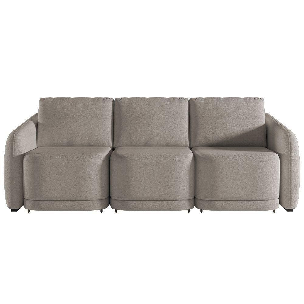 Sofá Cama Casal Para Sala 336cm Polska K04 Bouclê Bege Escuro - Mpozenato