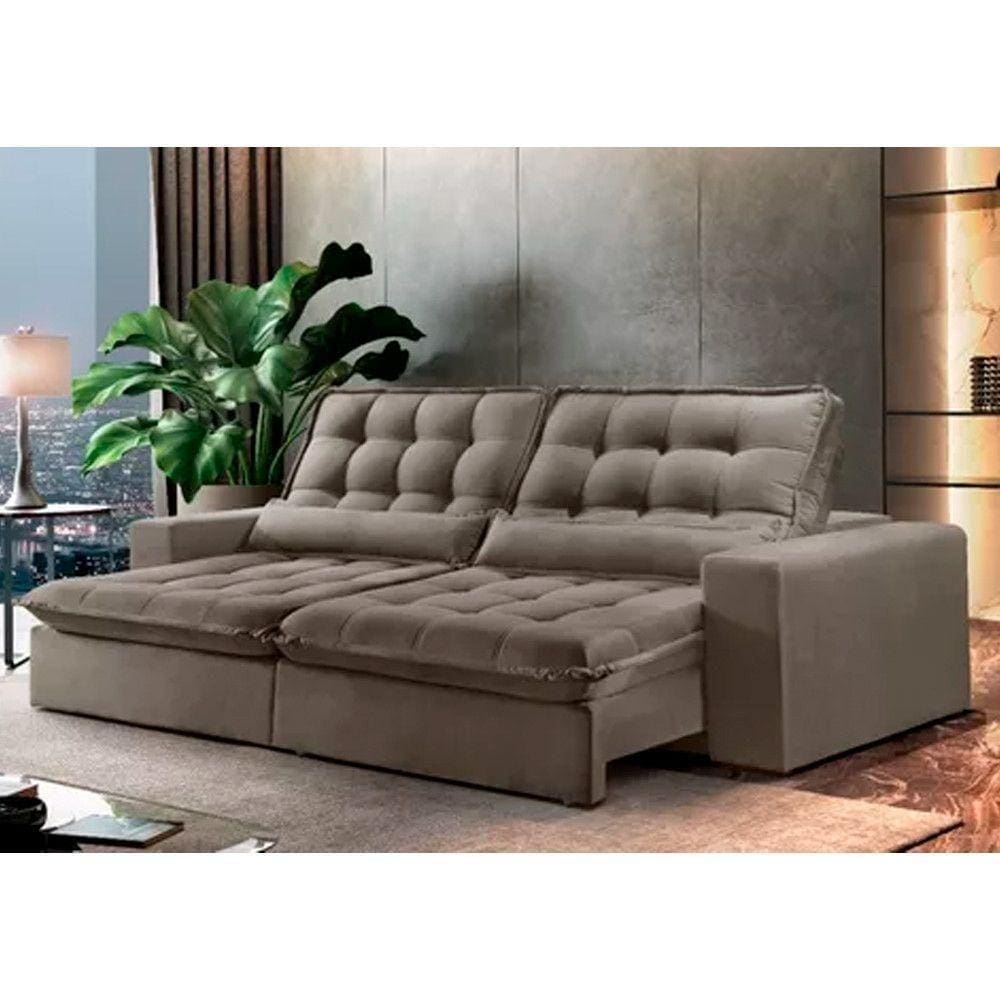 Sofá Orion Retrátil E Reclinável Molas Ensacadas Pillowtop Cinza
