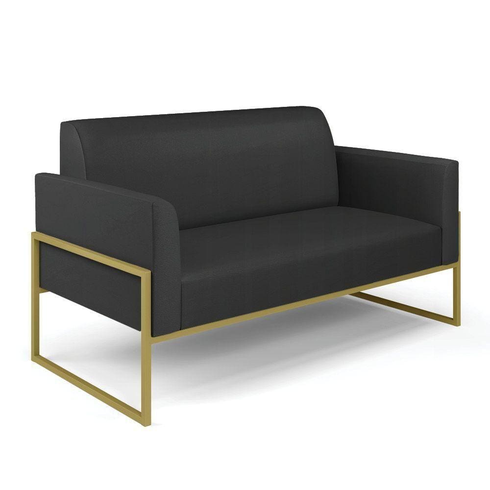 Sofá Namoradeira Base Industrial Alta Dourado Marisa Corino Preto D03 - D\`rossi