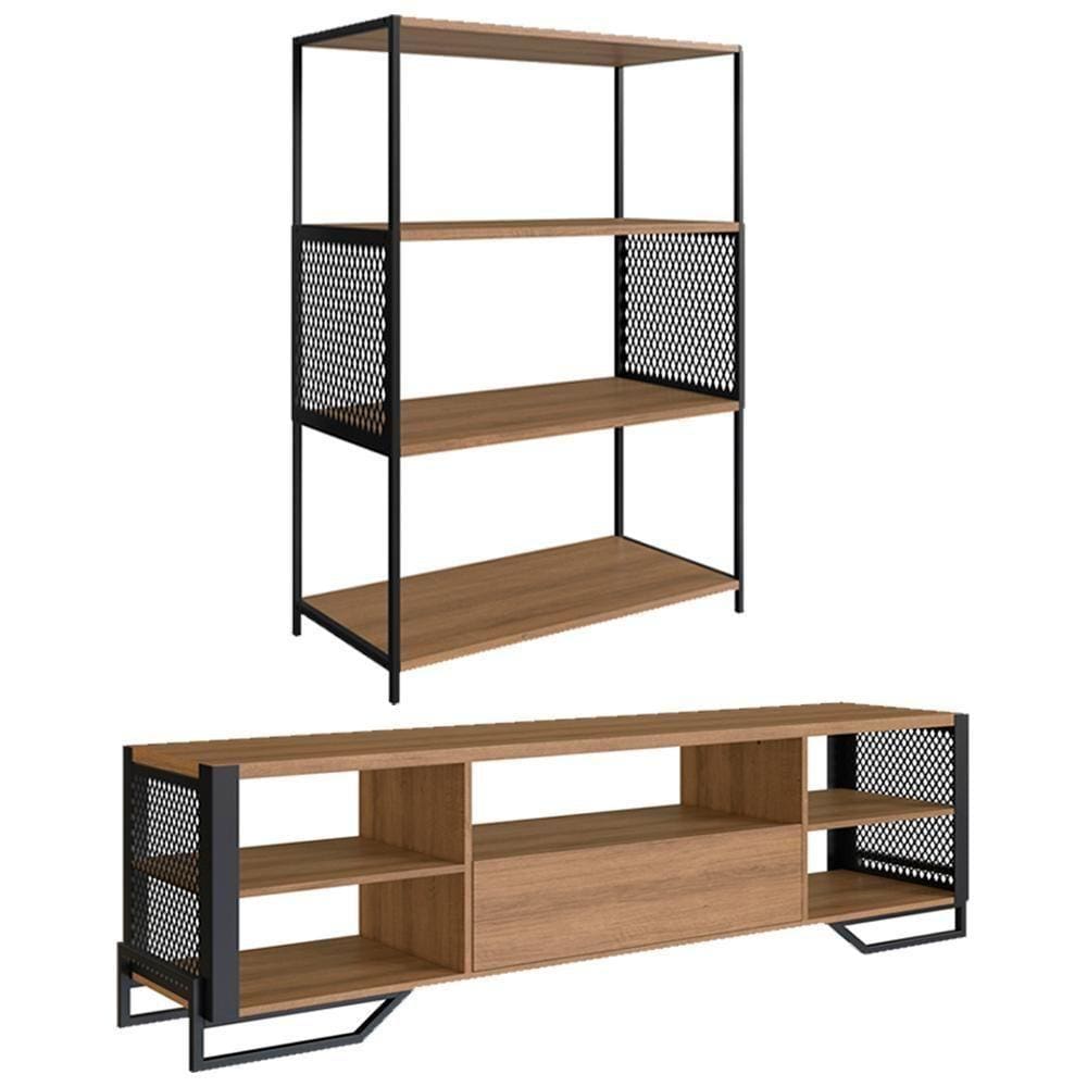 Rack 180 Cm Gaveta Estante 77 Cm Industrial 17x24 Mell Preto Pp Mell Preto