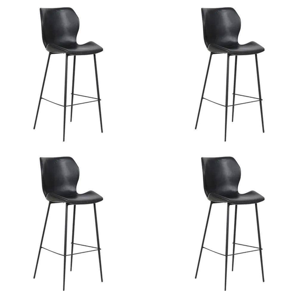 Kit 4 Banquetas Alta Com Encosto Para Bancada Cozinha Penha R02 Pu Preto - Mpozenato