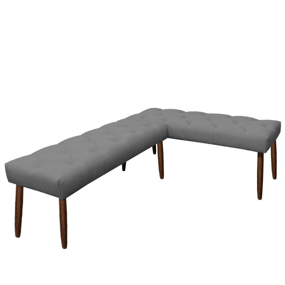 Banco De Canto Estofado Sira Suede Pés Palito Castanho C05 - D`rossi Cor Cinza