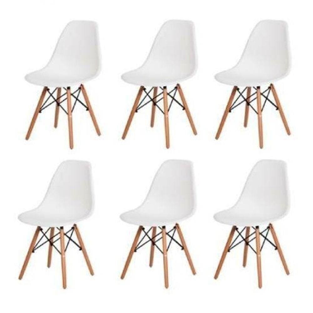 Cadeira De Jantar Decoreshop Charles Eames Dkr Eiffel, Estrutura De Cor Branco, 6 Unidades