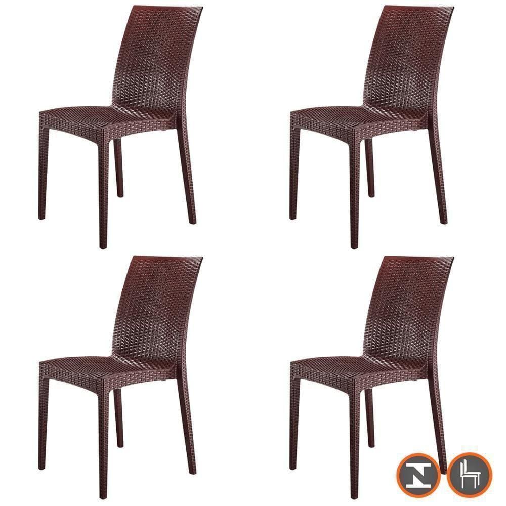 Kit 4 Cadeiras Ibiza Fratini Empilhavel Inmetro Proteção Uv Em Polipropileno Marrom