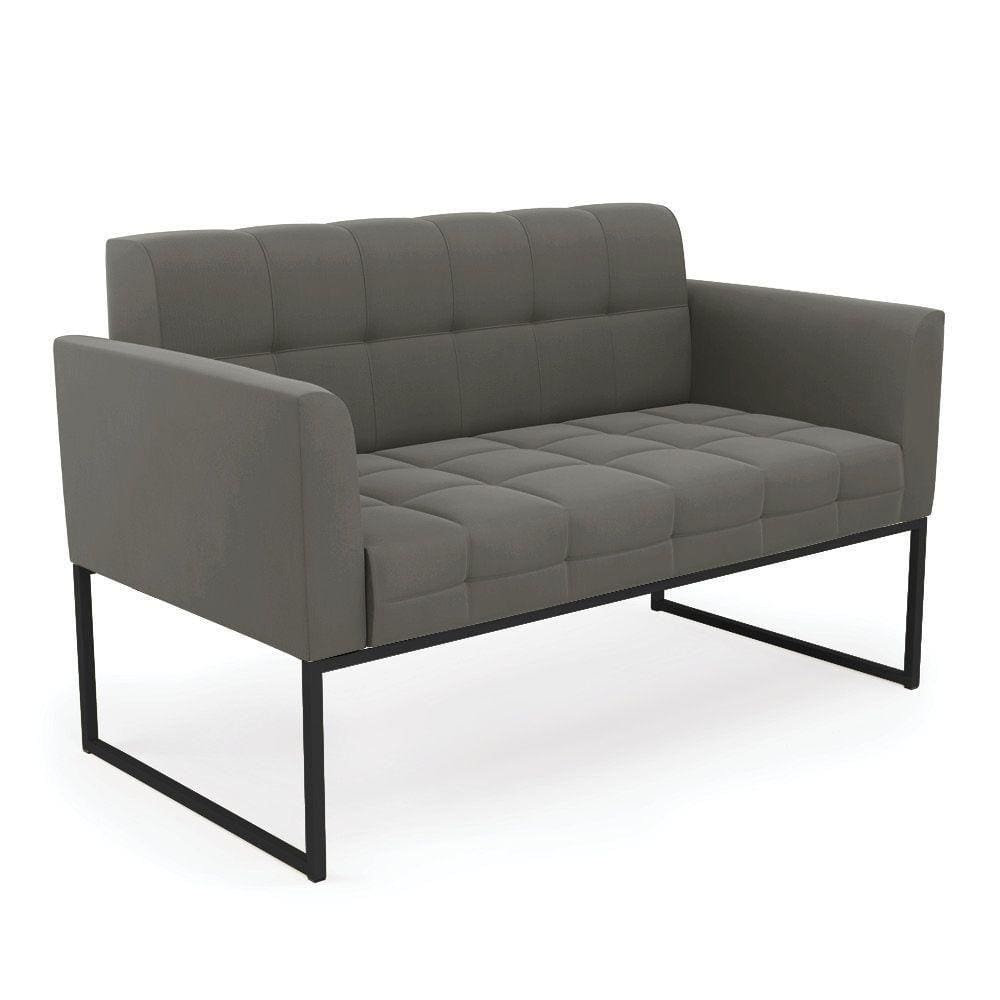 Sofá Namoradeira Elisa Suede Base Metálica Industrial Preto - D`rossi Cor Grafite