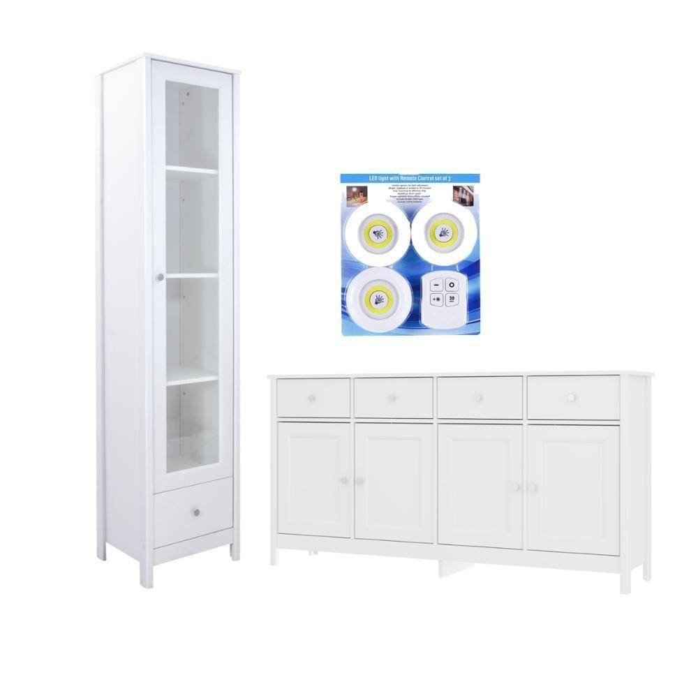 Cristaleira aparador Ditália kit Luz E-962-r-626 Branco