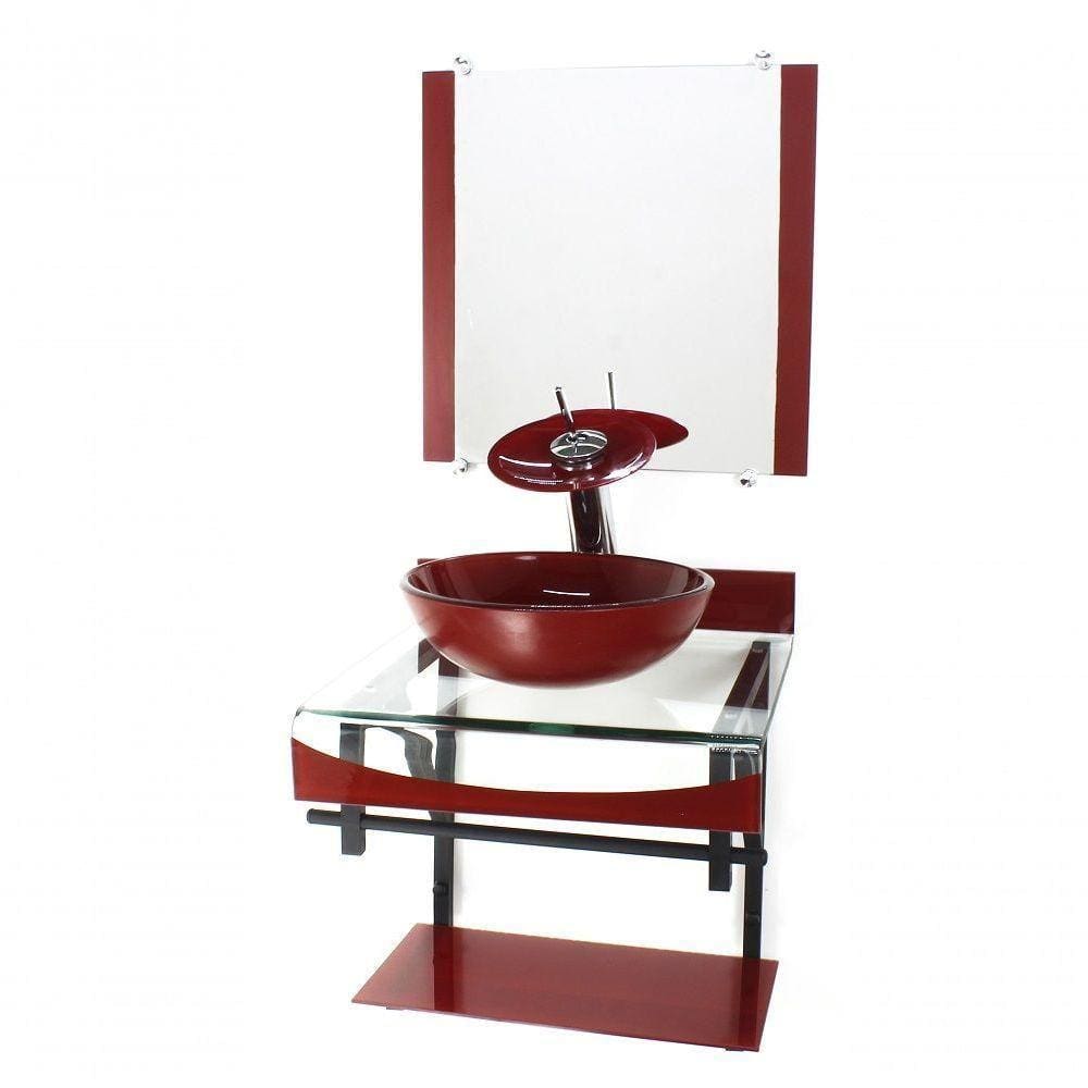 Gabinete De Vidro Duplo Cuba Redonda Vermelho Cereja