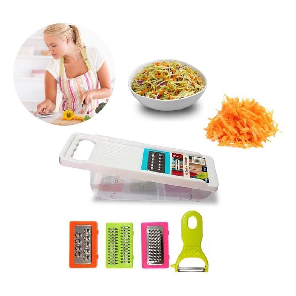 Kit Cozinha 4 Faca Gourmet Ralador Fatiador Tesoura