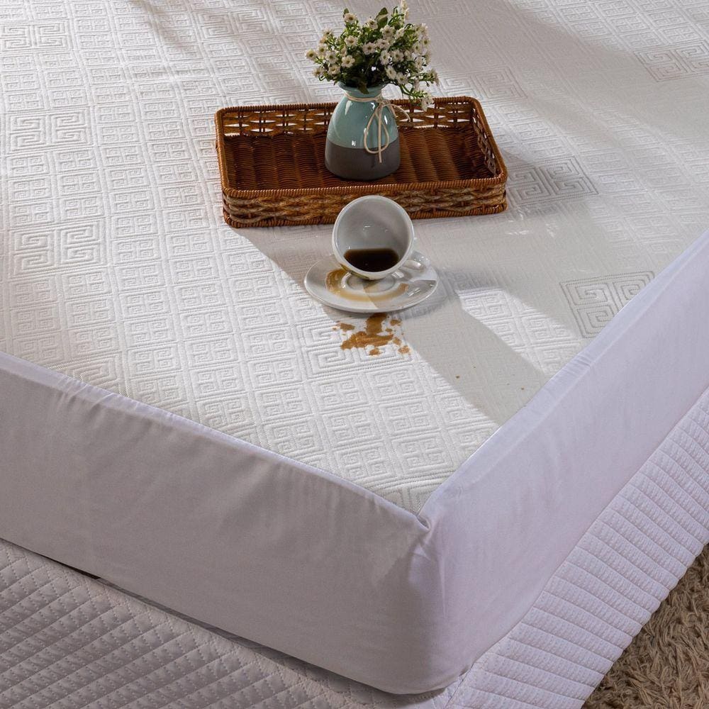 Protetor De Colchão Impermeável Branco Avulso King - Capa Protetora Para Cama Toque Macio