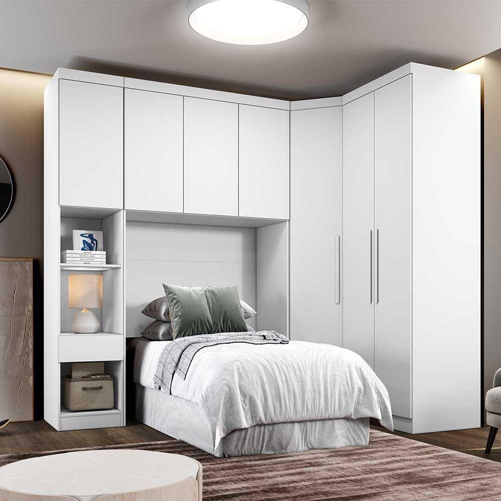 Guarda Roupa Modulado Solteiro Safira 007 Clic Moveis Branco