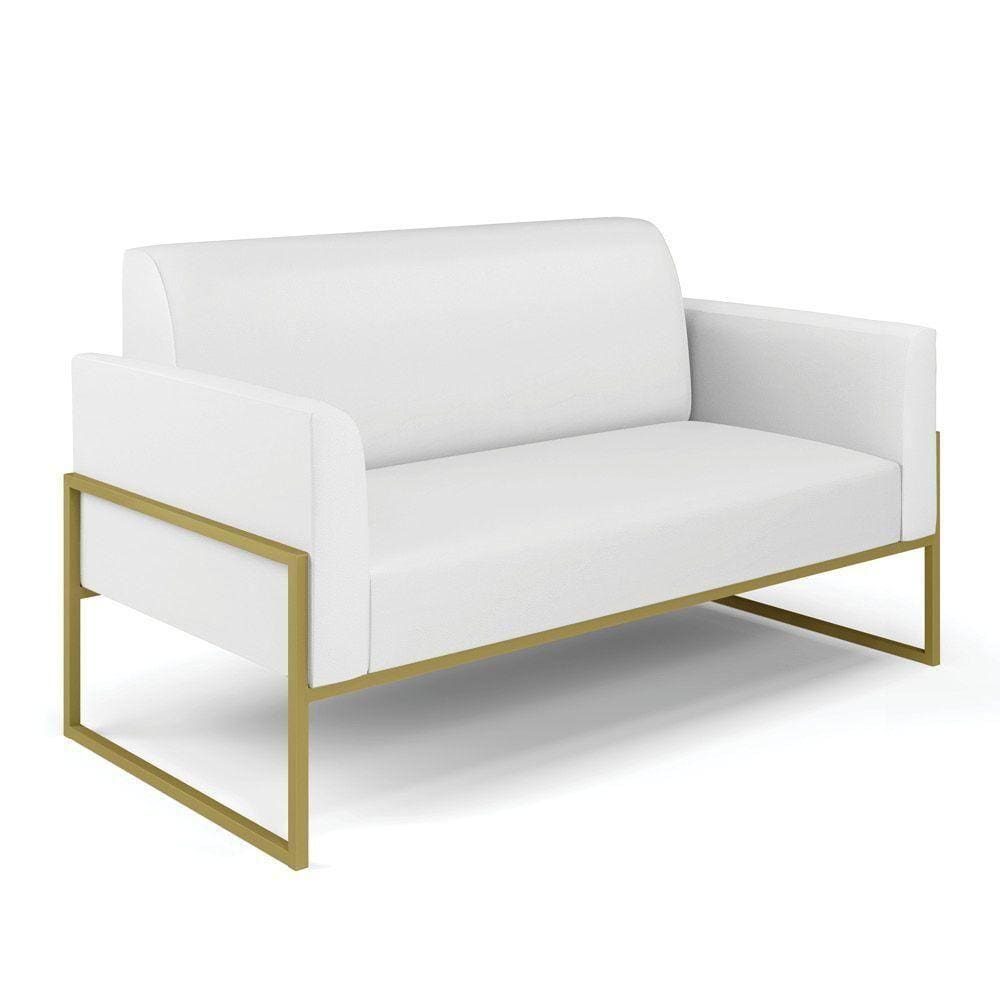 Sofá Namoradeira Base Industrial Alta Dourado Marisa Corino Branco D03 - D\`rossi