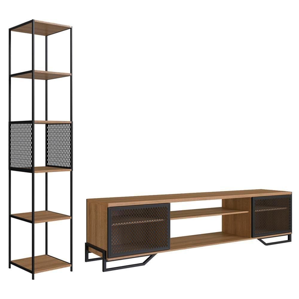 Rack 180 Cm 2 Pt Estante Prateleira Industrial 27x23 Mell Preto Pp Mell Preto