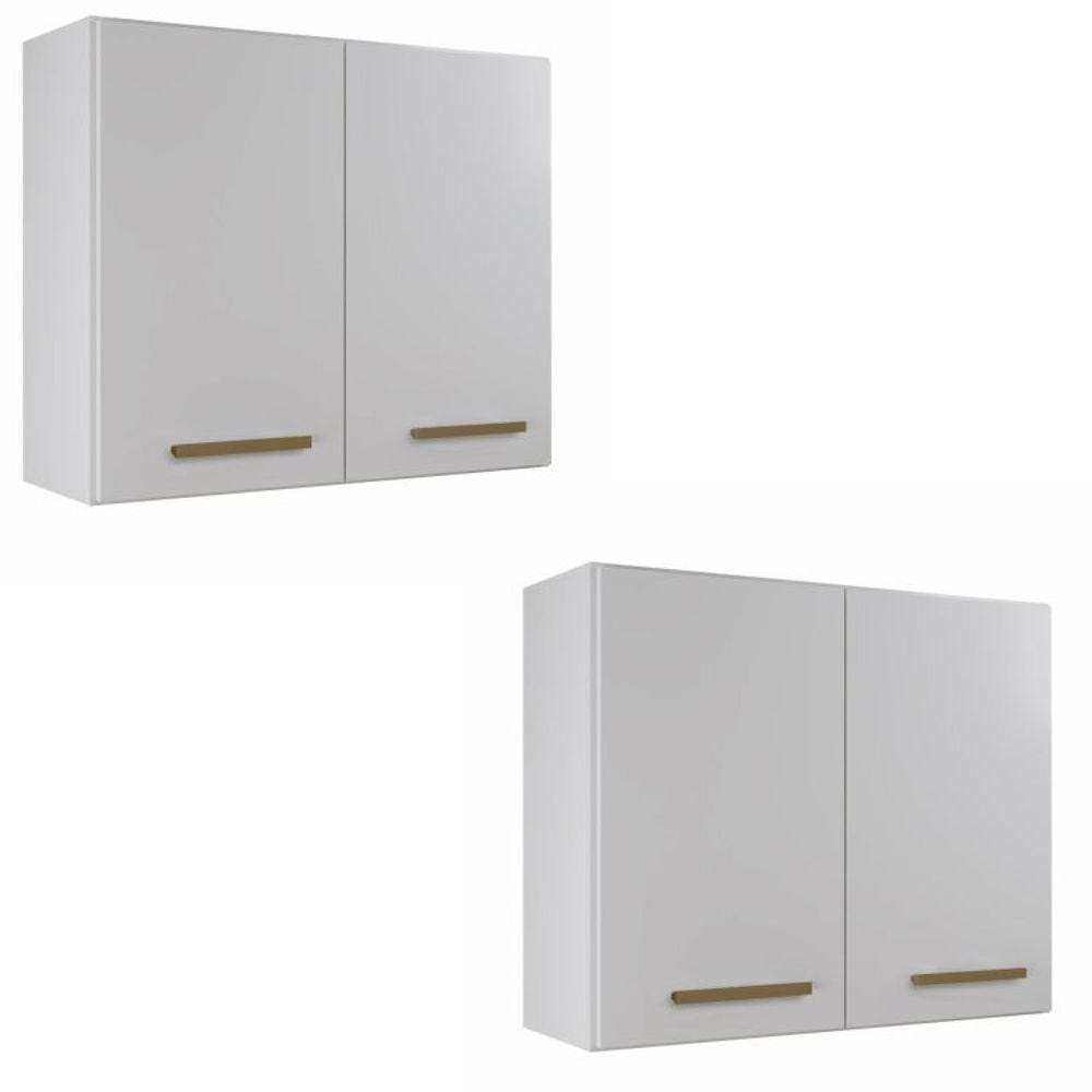 Conjunto 2 Armários Aéreo de Cozinha 2 Portas Valencia Branco