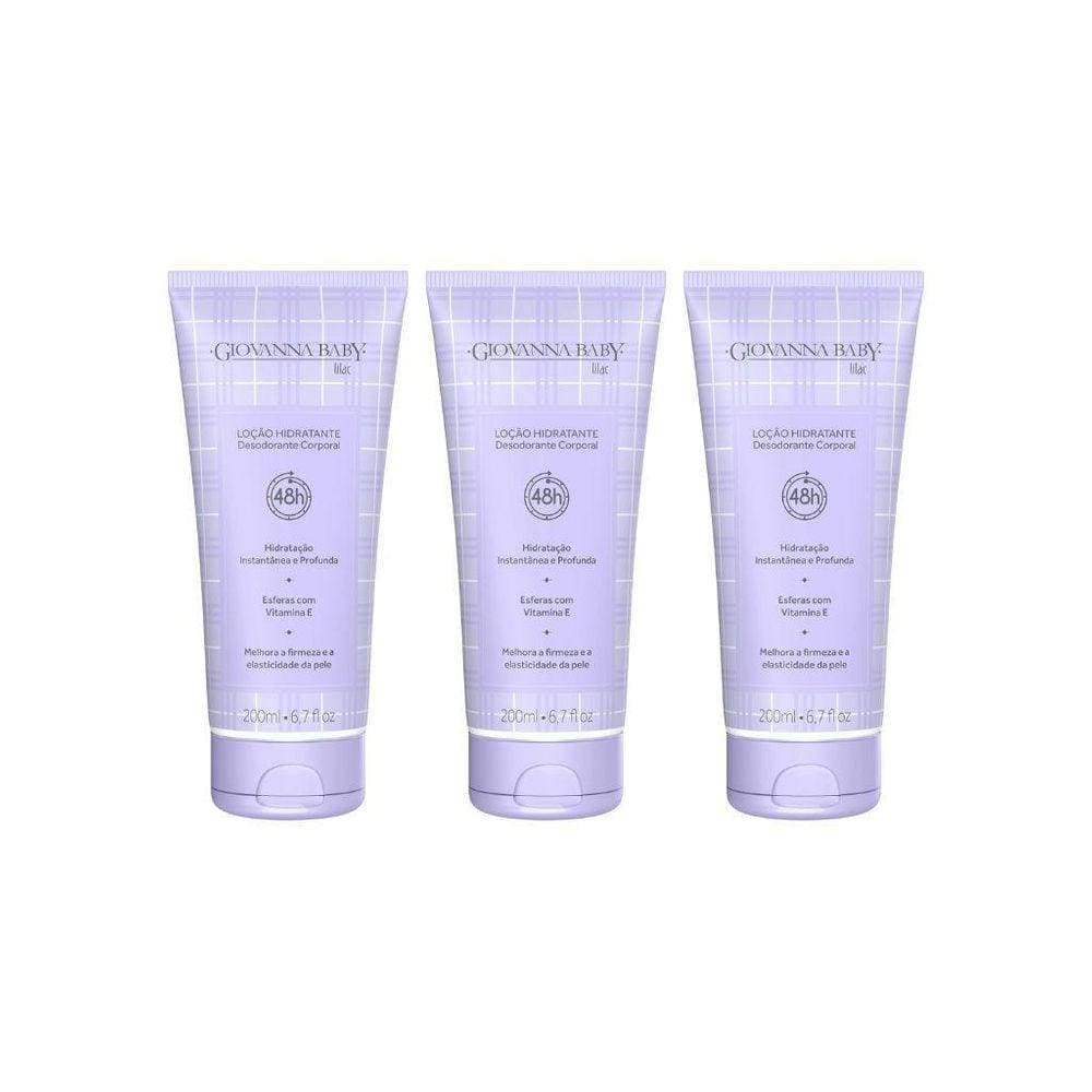 Hidratante Corporal Giovanna Baby 200Ml Lilas - Kit Com 3Un