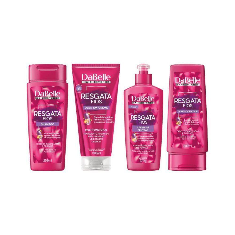 Kit Dabelle Resgata Fios Shampoo+Cond+Cr Pentear+Oleo Creme