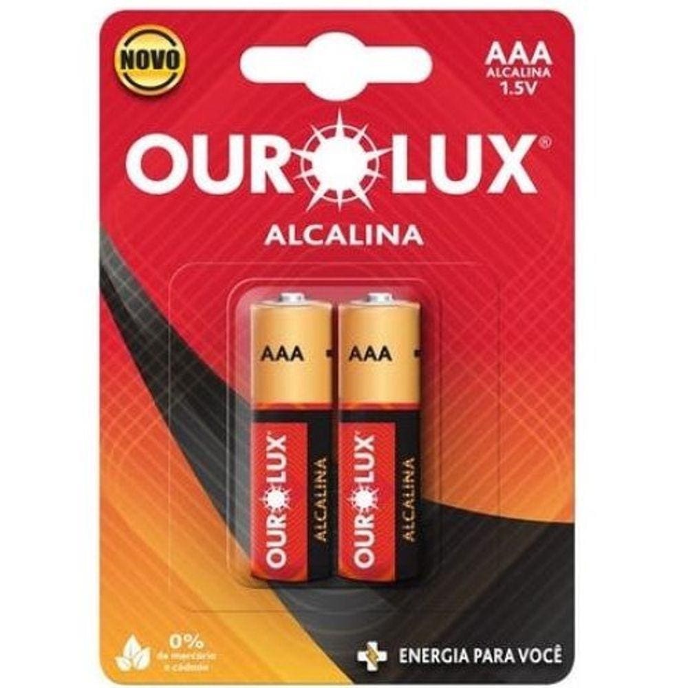 Pilha Alcalina AAA Palito Cartela c/ 2 unidades - Ourolux