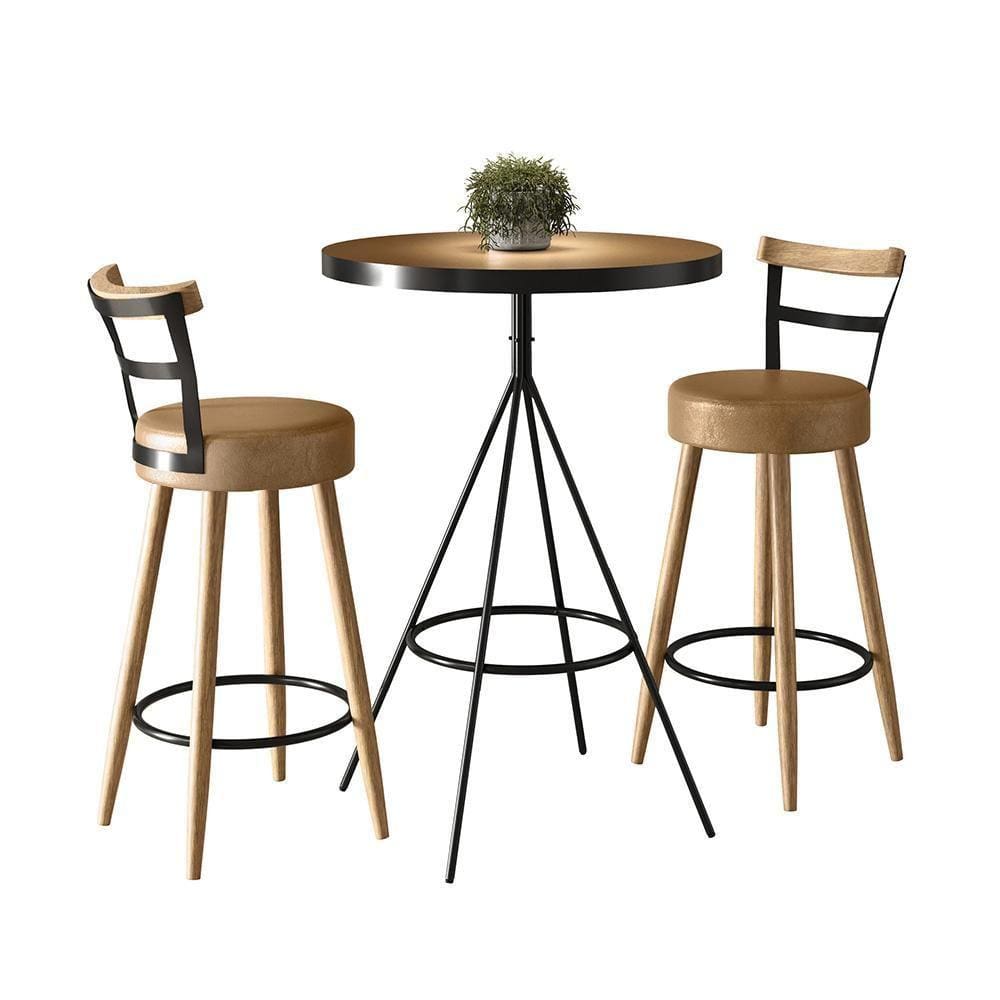 Conjunto Mesa Bistrô Viena e 2 Banquetas Moscou 98cm - Salaone