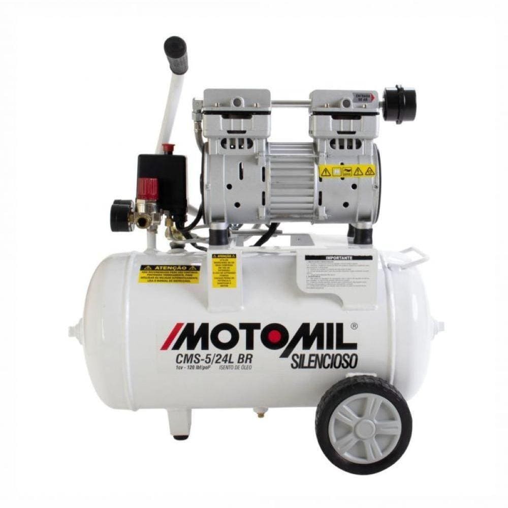 Compressor Silencioso 120psi 127v Branco Cms-5/24b Motomil