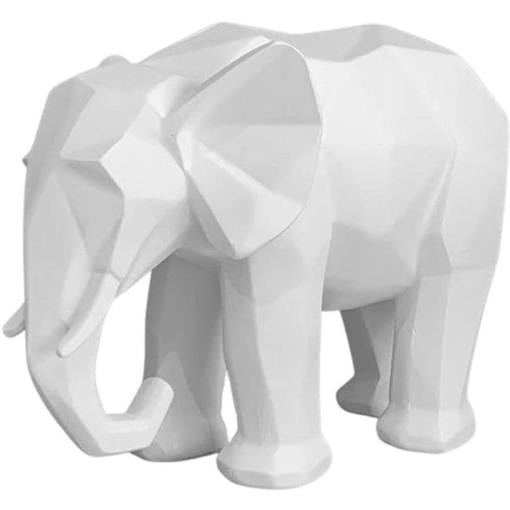 Escultura Elefante Branco em Poliresina 20x14x8cm Mart