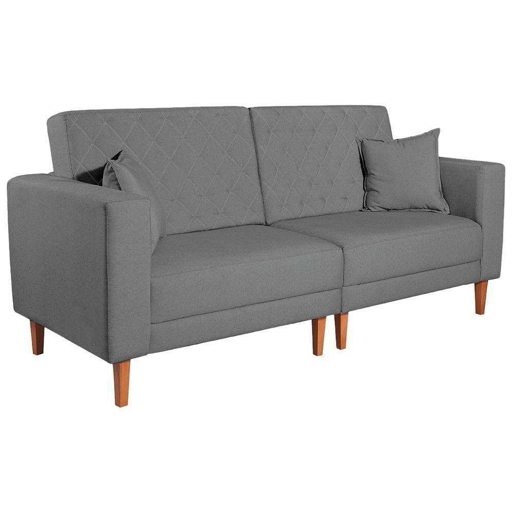 Sofá 03 Lugares Living Ponza Suede Cor Cinza