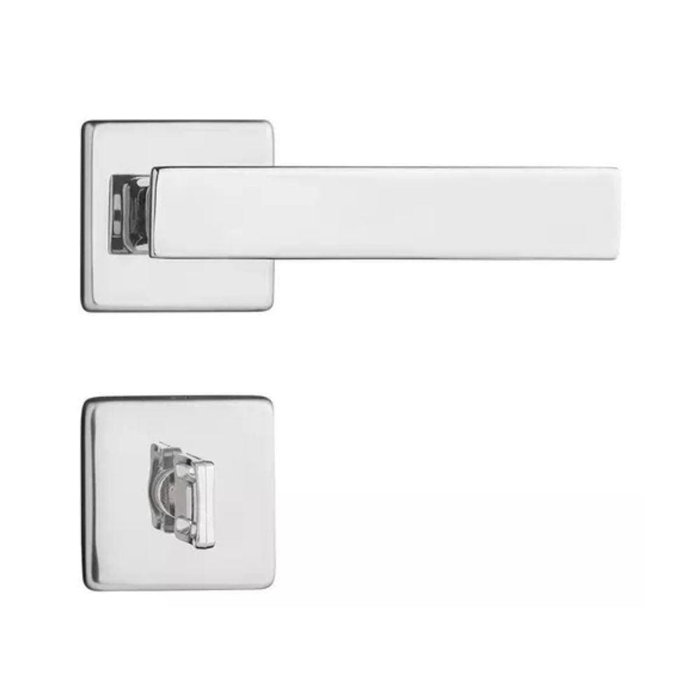 Fechadura De Porta Pado 701 Roseta Quadrada Banheiro - Wc - Cromado