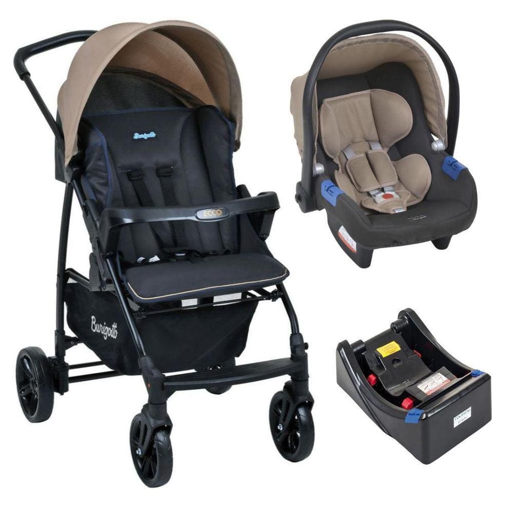 Conjunto Travel System Ecco Cz Bege E Base - Burigotto