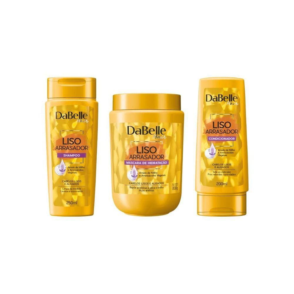 Kit Dabelle Liso Arrasador Shampoo+Condicionador+Mascara