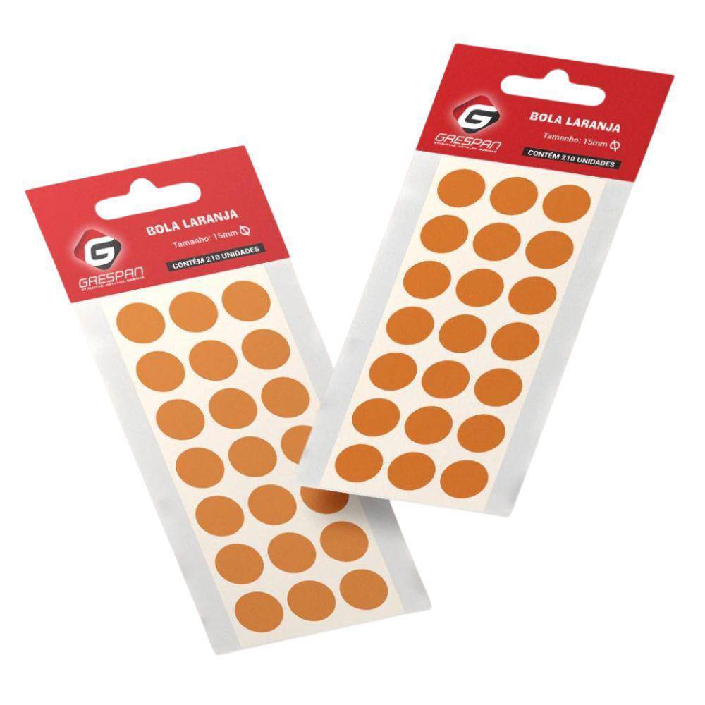 Etiqueta Redonda 15 mm Com 210 Und Laranja Grespan