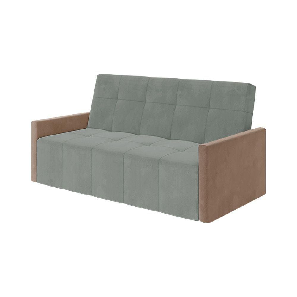 Sofa Cama Retrátil E Reclinável Casal Paris 2M Veludo Cinza - Cor: Cinza
